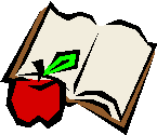 A book with an apple